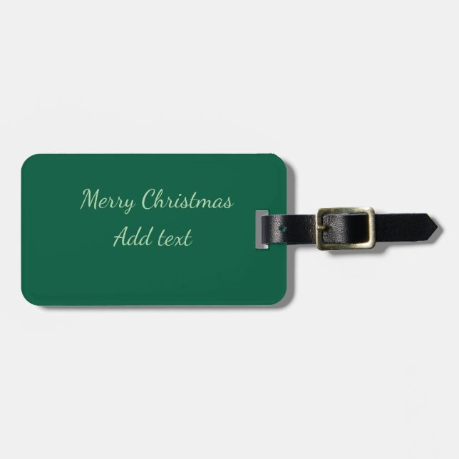 Etiqueta De Bagagem Feliz Natal verde plano solo holida (Frente Horizontal)