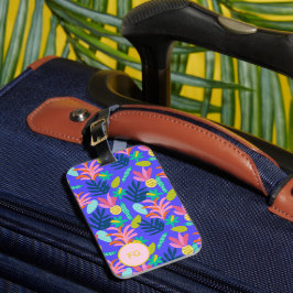 Etiqueta de bagagem feminina floral azul personali