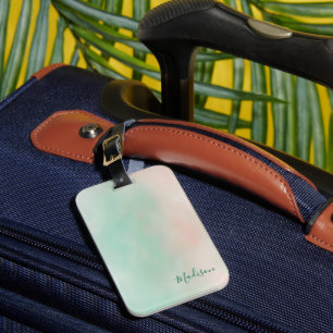 Etiqueta De Bagagem Feminino Rosa Pastel Verde Gradiente Script
