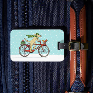 Etiqueta De Bagagem Feriado de inverno lunático do cão e do esquilo 