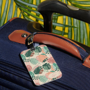 Etiqueta De Bagagem Feriado de Verão Personalizado para Monstera Boho 