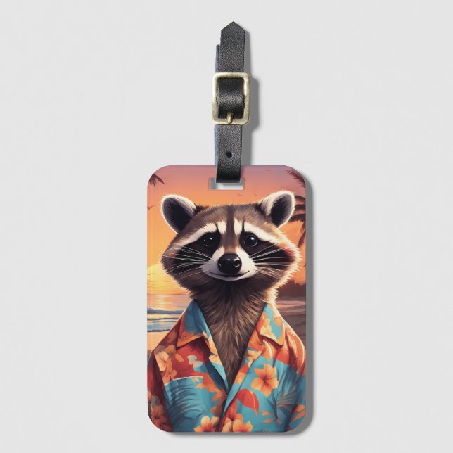 Etiqueta De Bagagem Feriado Raccoon (Frente Vertical)