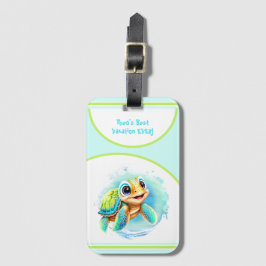 Etiqueta De Bagagem Férias de Verão de Tartaruga Fresca Personalizada