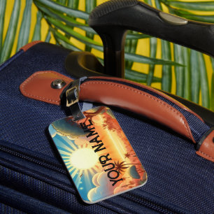 Etiqueta De Bagagem Férias na Ilha Personalizadas ao Nascer do Sol