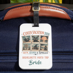 Etiqueta De Bagagem Férias Personalizadas da Irmandade Retro Coven par