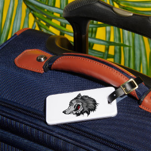 Etiqueta De Bagagem Feroz Wolf Head Bold Wild Animal
