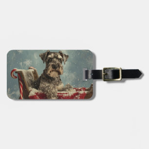 Etiqueta De Bagagem Festa de Natal do Cão Schnauzer