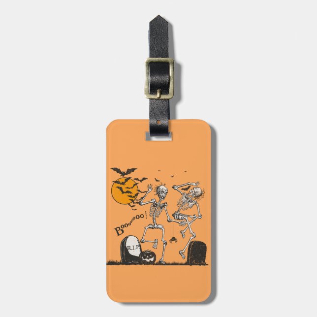 Etiqueta De Bagagem Festa de Skeleton Halloween (Frente Vertical)