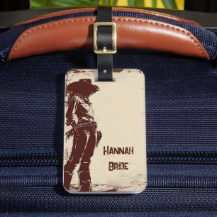 Etiqueta De Bagagem Festa Western Personalizada de Cowgirl Rústica