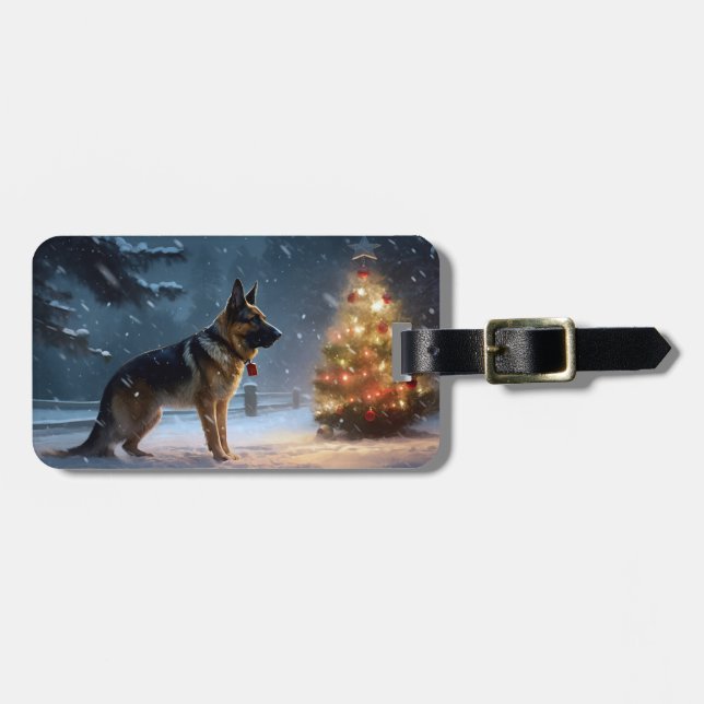 Etiqueta De Bagagem FESTIE german shepherd Natal (Frente Horizontal)