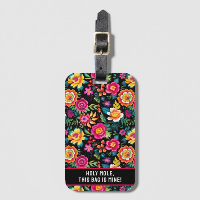 Etiqueta De Bagagem Fiesta Floral Extravaganza Personalizável (Frente Vertical)