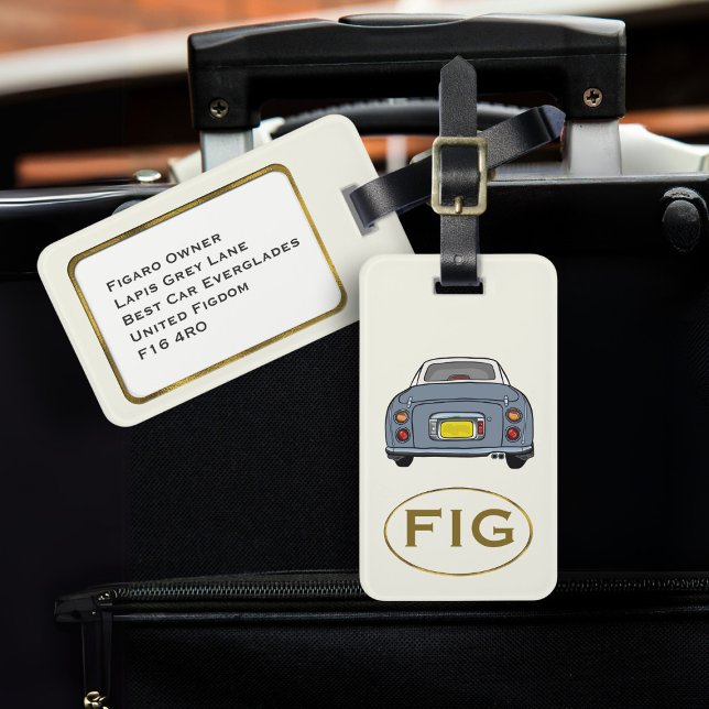 Etiqueta De Bagagem Figuras Monograma Lapis Figaro Carro Bagagem (Fun lapis figgy luggage tag for your road trip adventures. Just add your initials & address details)