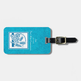 Etiqueta De Bagagem Filho, Primeira Comunhão, Trigo, Uva Azul