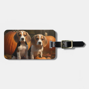 Etiqueta De Bagagem Filhote de Beagle Delícia de Outono Abóbora