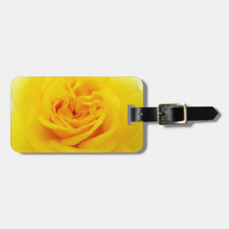 Etiqueta De Bagagem Fim-acima da flor do rosa amarelo