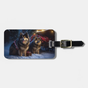 Etiqueta De Bagagem Finnish Lapphund Neve Trenó Natal Decoração