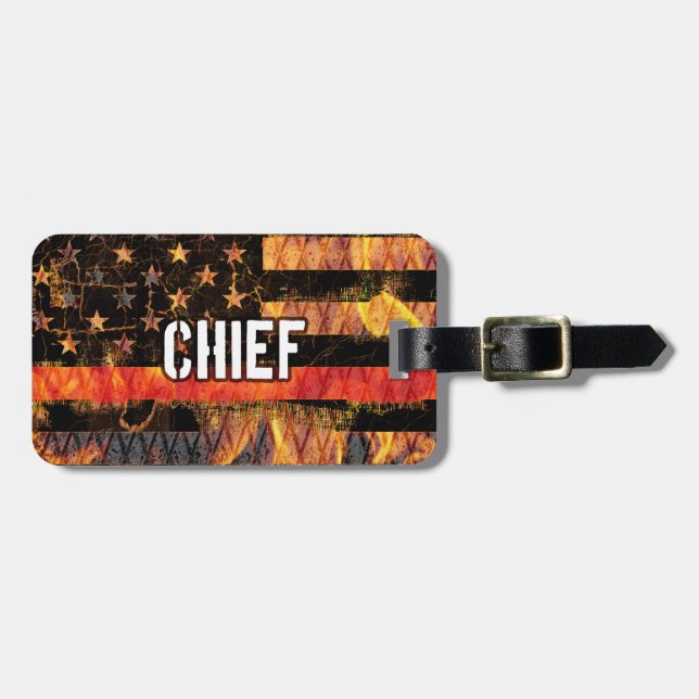 Etiqueta De Bagagem Fire Chief Firefighter Flag (Frente Horizontal)