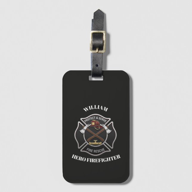 Etiqueta De Bagagem Firefighter Custom Text Name    (Frente Vertical)