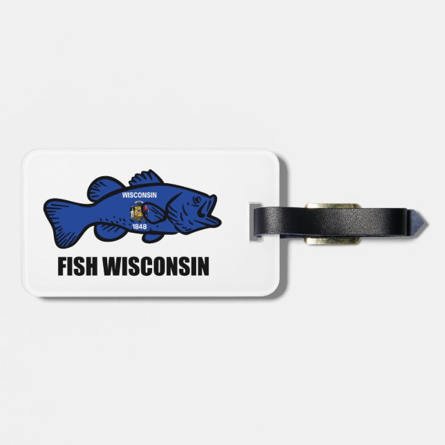 Etiqueta De Bagagem Fish Wisconsin Flag (Traseira Horizontal)