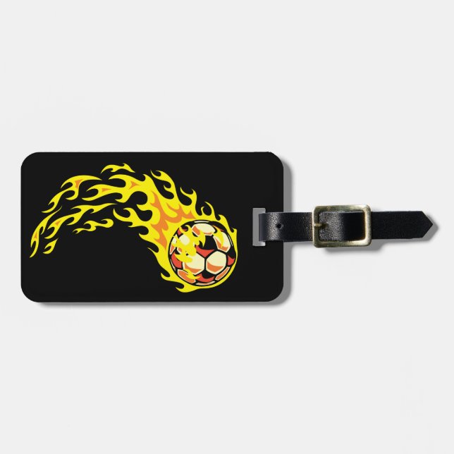 Etiqueta De Bagagem Flaming' Soccer Ball (Frente Horizontal)