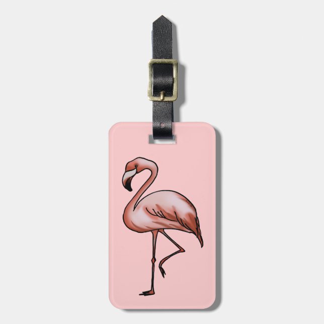 Etiqueta De Bagagem flamingo cor-de-rosa (Frente Vertical)