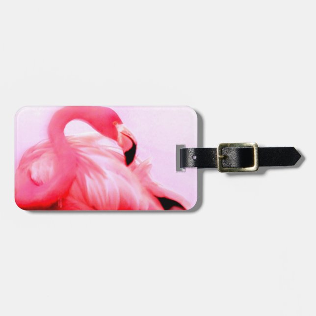 Etiqueta De Bagagem Flamingo cor-de-rosa (Frente Horizontal)