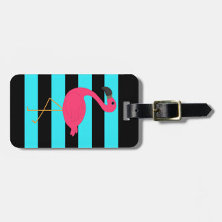 Etiqueta De Bagagem Flamingo cor-de-rosa na cerceta e no preto