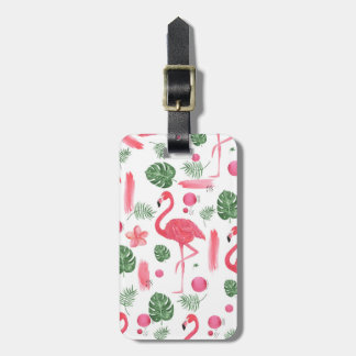 Etiqueta De Bagagem Flamingo floral, cor-de-água rosa elegante