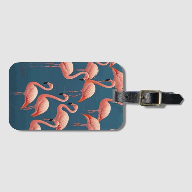 Etiqueta De Bagagem Flamingo Pattern (Frente Horizontal)