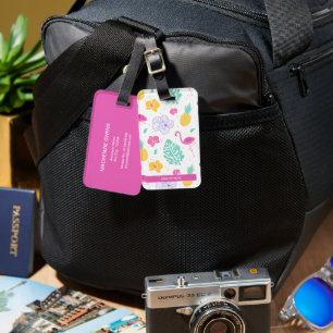 Etiqueta De Bagagem Flamingo Personalizado e Verão de Abacaxi