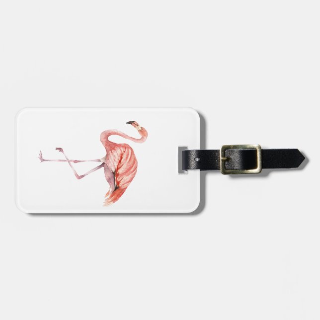 Etiqueta De Bagagem Flamingo Rosa (Frente Horizontal)