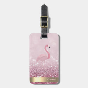 Etiqueta De Bagagem Flamingo Rosa Moderno com Brilho Bokeh - Personali