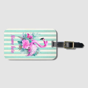 Etiqueta De Bagagem Flamingo Tropical Rosa Personalizado