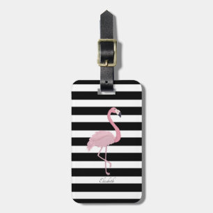 Etiqueta De Bagagem Flamingos Rosa em Listras - Personalizado