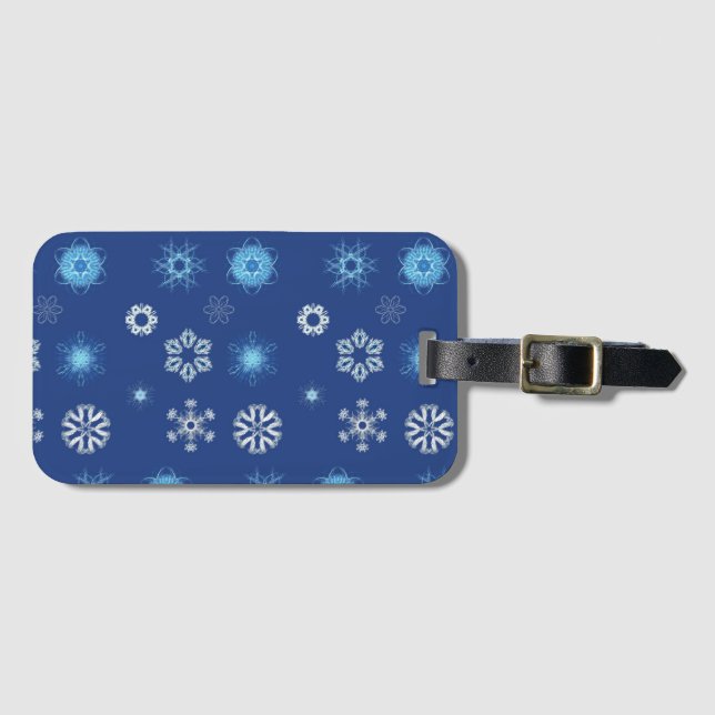 Etiqueta De Bagagem Flocos de neve de Natal  (Frente Horizontal)