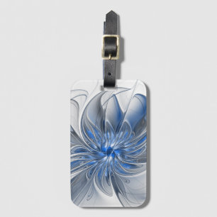 Etiqueta De Bagagem Flor de Arte Fracionada com Cinza Azul abstrato