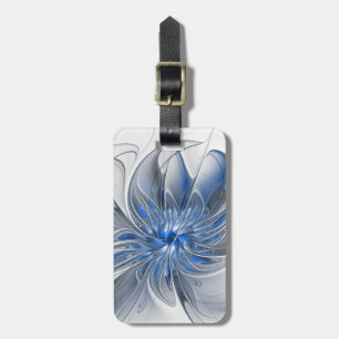 Etiqueta De Bagagem Flor de Arte Fracionada com Cinza Azul abstrato