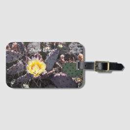 Etiqueta De Bagagem Flor de cacto amarelo em primavera