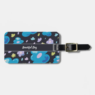 Etiqueta De Bagagem Flor de Geléia Preta Azul Lisa