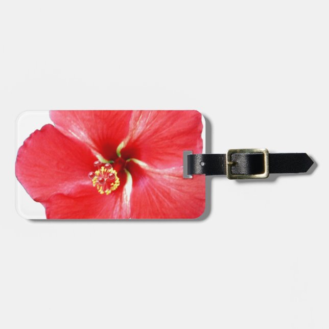 Etiqueta De Bagagem Flor de Hibiscus Vermelho Havaiano (Frente Horizontal)