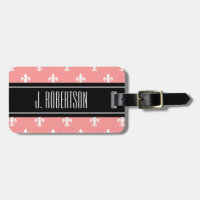 Flor de lis cor-de-rosa coral personalizada do Tag