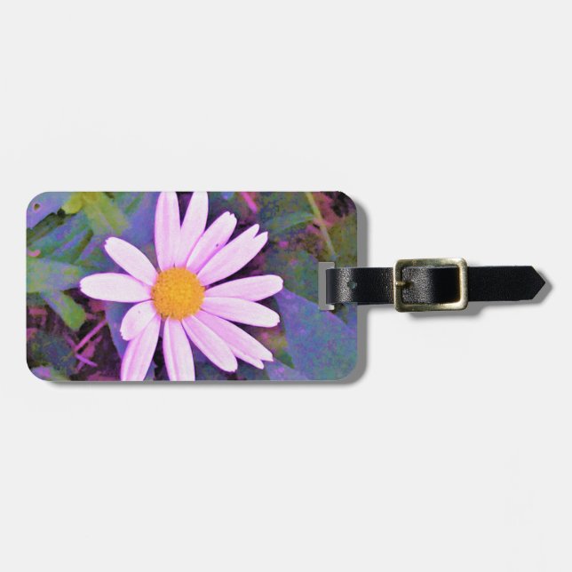 Etiqueta De Bagagem Flor de Margarida Rosa (Frente Horizontal)