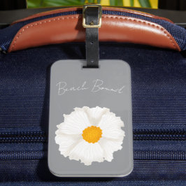 Etiqueta De Bagagem Flor de Papoula Branca Cinza