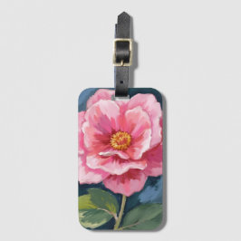 Etiqueta De Bagagem Flor de Peônia Rosa Aquarela Floral
