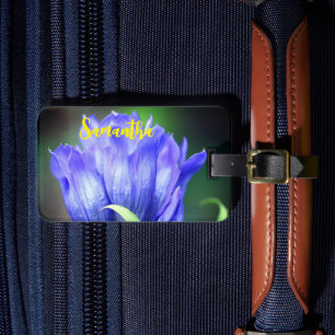 Etiqueta De Bagagem Flor Gentiana Azul Personalizado