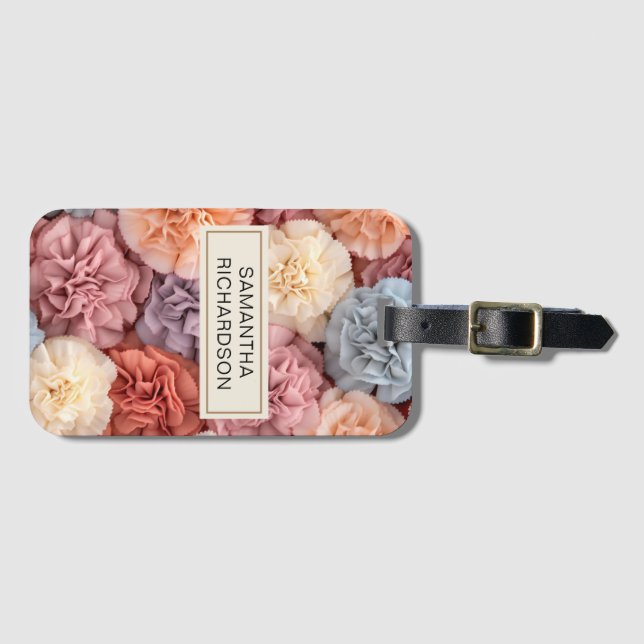 Etiqueta De Bagagem Flor personalizada rosa (Frente Horizontal)