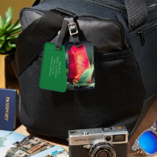 Etiqueta De Bagagem Flor Red Rosebud Personalizado