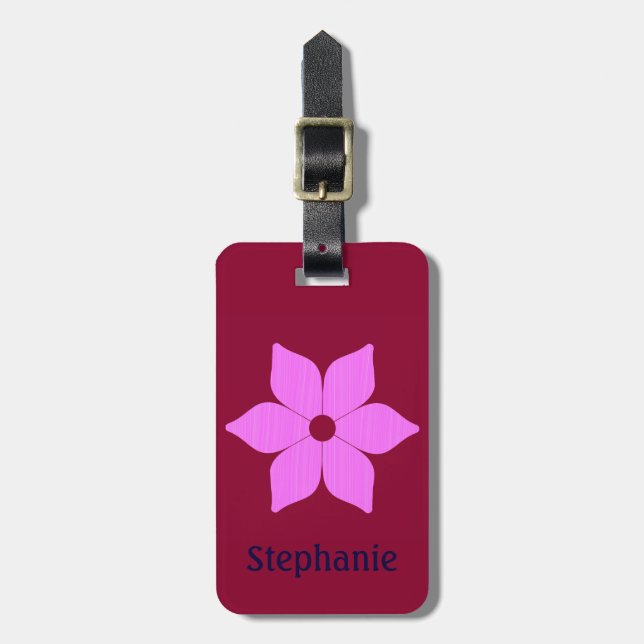 Etiqueta De Bagagem Flor Rosa (Frente Vertical)