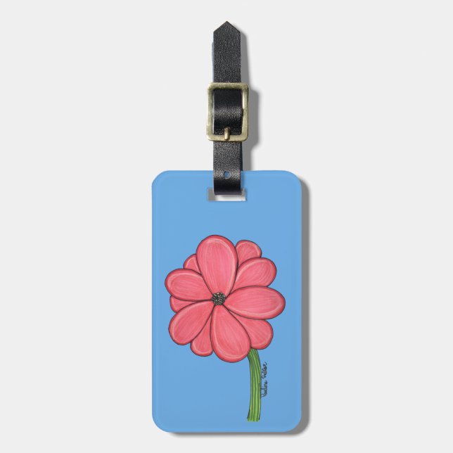 Etiqueta De Bagagem Flor Rosa Cheia (Frente Vertical)