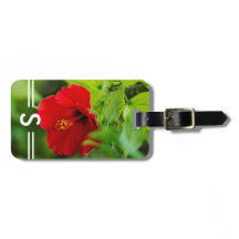 Flor Tropical Hibiscus Red Hawaii + Iniciais